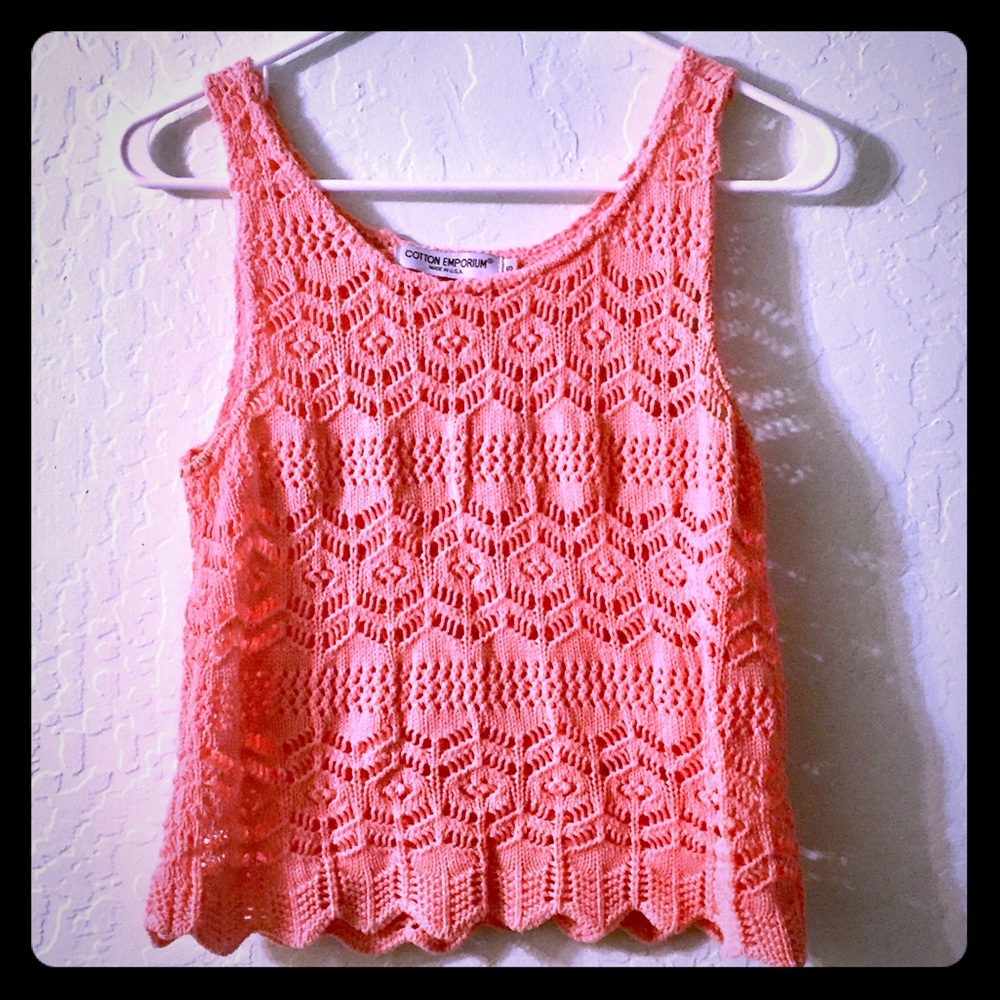 Pink Crocheted Tank Top
